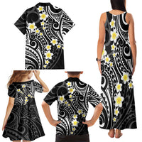 Plumeria With Black Polynesian Tattoo Pattern Family Matching Tank Maxi Dress and Hawaiian Shirt LT05 - Polynesian Pride