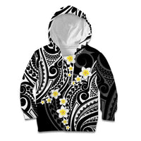 Plumeria With Black Polynesian Tattoo Pattern Kid Hoodie