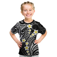 Plumeria With Black Polynesian Tattoo Pattern Kid T Shirt LT05 Black - Polynesian Pride