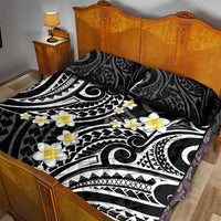 Plumeria With Black Polynesian Tattoo Pattern Quilt Bed Set