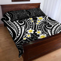 Plumeria With Black Polynesian Tattoo Pattern Quilt Bed Set