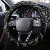 Plumeria With Black Polynesian Tattoo Pattern Steering Wheel Cover