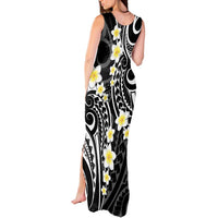 Plumeria With Black Polynesian Tattoo Pattern Tank Maxi Dress