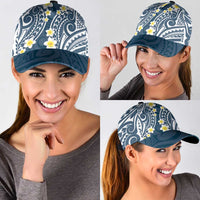Plumeria With Blue Polynesian Tattoo Pattern Classic Cap - Polynesian Pride