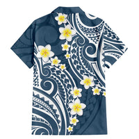 Plumeria With Blue Polynesian Tattoo Pattern Family Matching Mermaid Dress and Hawaiian Shirt LT05 - Polynesian Pride