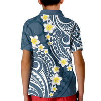 Plumeria With Blue Polynesian Tattoo Pattern Kid Polo Shirt LT05 - Polynesian Pride