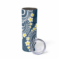 Plumeria With Blue Polynesian Tattoo Pattern Skinny Tumbler
