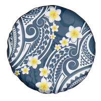 Plumeria With Blue Polynesian Tattoo Pattern Spare Tire Cover