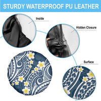 Plumeria With Blue Polynesian Tattoo Pattern Spare Tire Cover