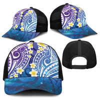 Plumeria With Galaxy Polynesian Tattoo Pattern Baseball Net Cap - Polynesian Pride