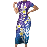 Plumeria With Galaxy Polynesian Tattoo Pattern Family Matching Short Sleeve Bodycon Dress and Hawaiian Shirt LT05 Mom's Dress Galaxy - Polynesian Pride