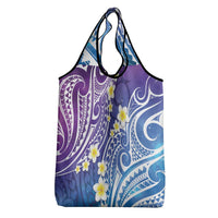 Plumeria With Galaxy Polynesian Tattoo Pattern Grocery Bag
