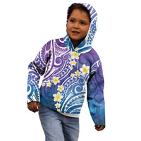 Plumeria With Galaxy Polynesian Tattoo Pattern Kid Hoodie