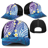 Plumeria With Galaxy Polynesian Tattoo Pattern Mesh Trucker Cap - Polynesian Pride