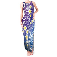 Plumeria With Galaxy Polynesian Tattoo Pattern Tank Maxi Dress
