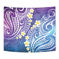 Plumeria With Galaxy Polynesian Tattoo Pattern Tapestry