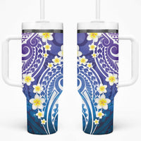 Plumeria With Galaxy Gradient Polynesian Tattoo Pattern Tumbler With Handle