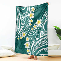Plumeria With Teal Polynesian Tattoo Pattern Blanket LT05 - Polynesian Pride