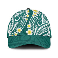 Plumeria With Teal Polynesian Tattoo Pattern Classic Cap - Polynesian Pride