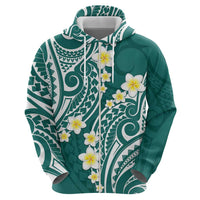 Plumeria With Teal Polynesian Tattoo Pattern Hoodie