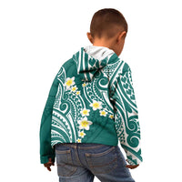 Plumeria With Teal Polynesian Tattoo Pattern Kid Hoodie