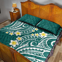 Plumeria With Teal Polynesian Tattoo Pattern Quilt Bed Set