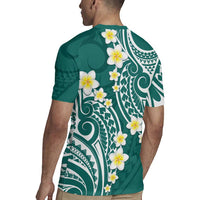 Plumeria With Teal Polynesian Tattoo Pattern Rugby Jersey