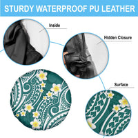 Plumeria With Teal Polynesian Tattoo Pattern Spare Tire Cover