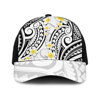 Plumeria With White Polynesian Tattoo Pattern Baseball Net Cap - Polynesian Pride