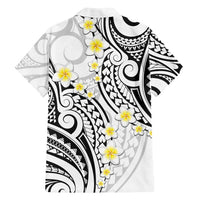 Plumeria With White Polynesian Tattoo Pattern Family Matching Long Sleeve Bodycon Dress and Hawaiian Shirt