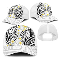 Plumeria With White Polynesian Tattoo Pattern Mesh Trucker Cap LT05 - Polynesian Pride