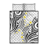 Plumeria With White Polynesian Tattoo Pattern Quilt Bed Set