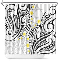 Plumeria With White Polynesian Tattoo Pattern Shower Curtain LT05 White - Polynesian Pride