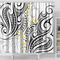 Plumeria With White Polynesian Tattoo Pattern Shower Curtain LT05 - Polynesian Pride