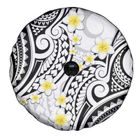 Plumeria With White Polynesian Tattoo Pattern Spare Tire Cover