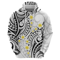 Plumeria With White Polynesian Tattoo Pattern Zip Hoodie
