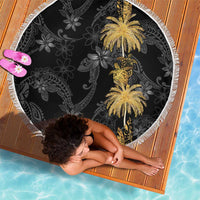 Hawaiian Honu And Surfboards Beach Blanket Gold Style - Polynesian Pride