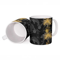 Hawaiian Honu And Surfboards Ceramic Mug Gold Style - Polynesian Pride