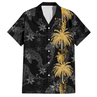 Hawaiian Honu And Surfboards Family Matching Off The Shoulder Long Sleeve Dress and Hawaiian Shirt Gold Style - Polynesian Pride