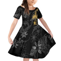 Hawaiian Honu And Surfboards Family Matching Off Shoulder Short Dress and Hawaiian Shirt Gold Style - Polynesian Pride