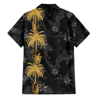 Hawaiian Honu And Surfboards Family Matching Off Shoulder Short Dress and Hawaiian Shirt Gold Style - Polynesian Pride