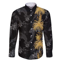 Hawaiian Honu And Surfboards Family Matching Puletasi and Hawaiian Shirt Gold Style LT05 Dad's Shirt - Long Sleeve Gold - Polynesian Pride