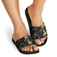 Hawaiian Honu And Surfboards Slide Sandals Gold Style - Polynesian Pride