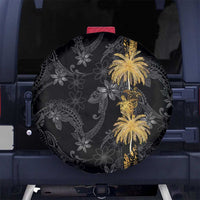 Hawaiian Honu And Surfboards Spare Tire Cover Gold Style - Polynesian Pride