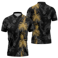 Hawaiian Honu And Surfboards Zipper Polo Shirt Gold Style - Polynesian Pride