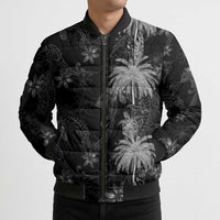 Hawaiian Honu And Surfboards Bomber Puffer Jacket Silver Style - Polynesian Pride