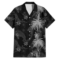 Hawaiian Honu And Surfboards Family Matching Mermaid Dress and Hawaiian Shirt Silver Style - Polynesian Pride