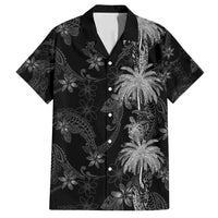 Hawaiian Honu And Surfboards Family Matching Off Shoulder Short Dress and Hawaiian Shirt Silver Style - Polynesian Pride