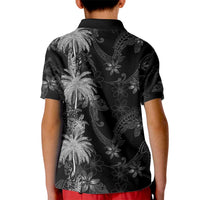 Hawaiian Honu And Surfboards Kid Polo Shirt Silver Style - Polynesian Pride