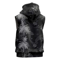Hawaiian Honu And Surfboards Sleeveless Hoodie Silver Style - Polynesian Pride